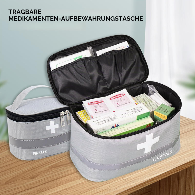 Colexy Pack of 2 Medicine Bag - Portable Travel Pharmacy with Large Capacity and Waterproof Emergency Bag for Travel, Home and Office Gray