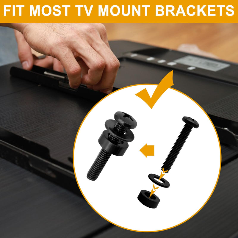 Universal TV Mounting Screws Hardware Kit with Box, Includes M4 M5 M6 M8 Screws, Washers, and Spacers, Compatible with Any TV Wall Mount/Display Up to 80 Inches (Black)