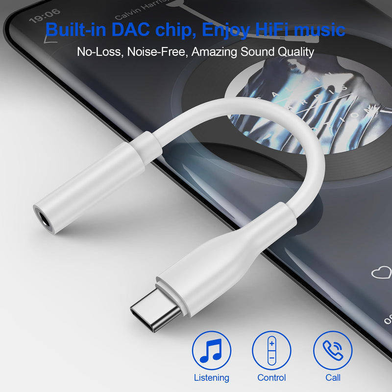 USB C to 3.5mm Audio Adapter Headphone Jack Adapter for Google Pixel 8A 8 Pro 7 6 7A 6A, Samsung Galaxy S24 Ultra S23 FE Plus S22 A15 A55 A35,iPhone 15, Type C Female Headphone Audio AUX Dongle Cable