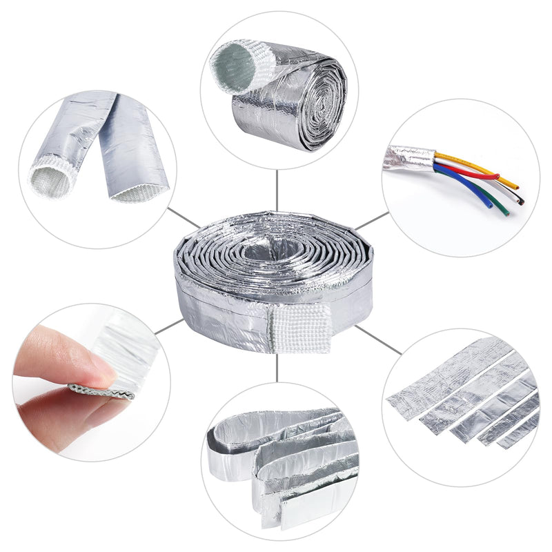 Car Aluminized Sleeving Heat Sheathing Roll - Heat Radiant and Prevent Vapor Lock Heat Shield for Brake Cable/Fuel Line/Spark Plug (3/8inch(I.D. Wide) - 72'') 3/8inch(I.D. Wide) - 72''