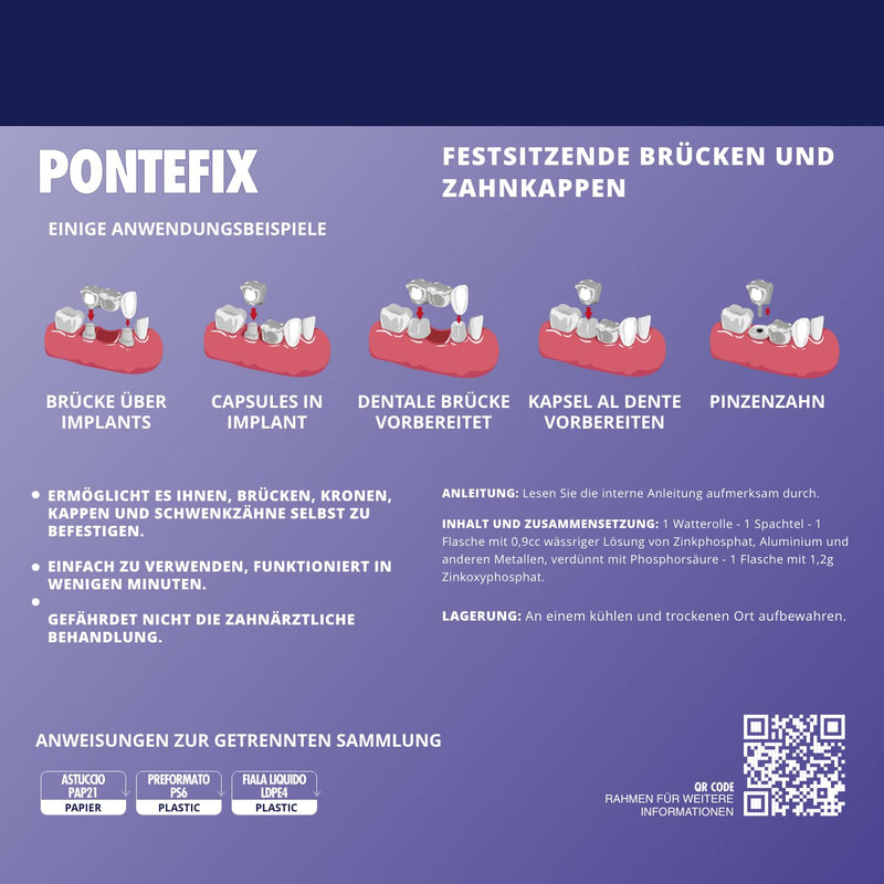 Dental Tooth Cement - Attaches Bridges, Tooth Capsules and Pin Teeth