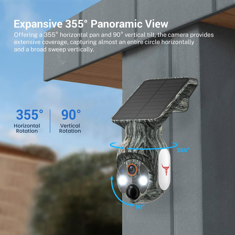 Solar-Powered 1080p WiFi Battery Camera, Security Cameras Wireless Outdoor for Home Surveillance, AI Human Detection, Color Night Vision, Cloud Storage (WiFi (Camo)) WiFi (Camo)