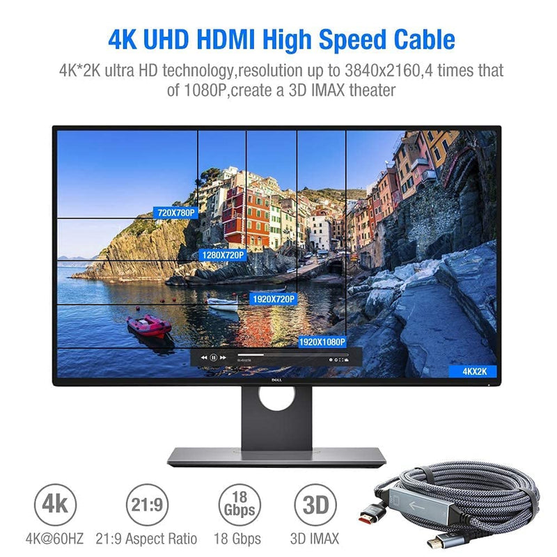 SNOWKIDS 4K HDMI cable 2 meters, HDMI cable 4K@60Hz nylon braid gold-plated connectors with Ethernet/audio return channel, compatible with video 4K 2160p, 1080p-gray