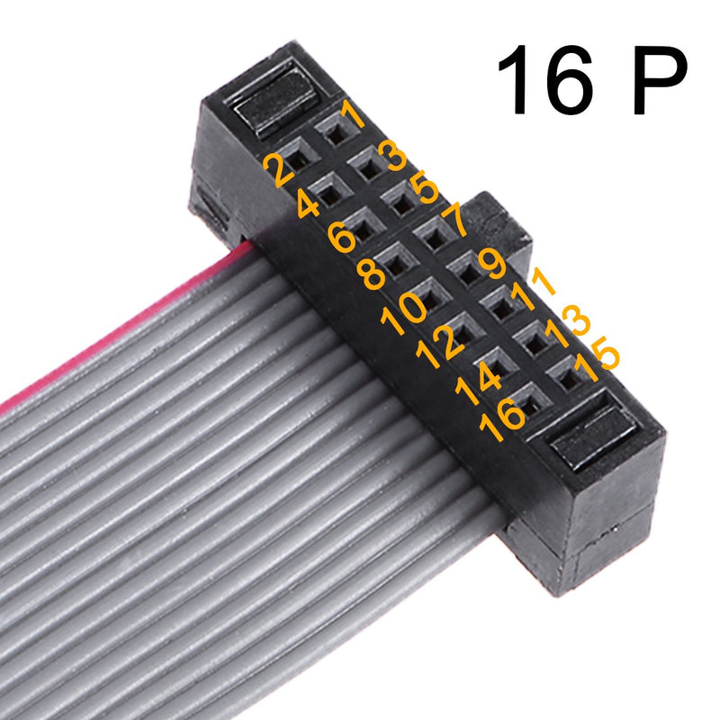 uxcell IDC 16 Pins Connector Flat Ribbon Cable Female Connector Length 20cm 1.27mm Pitch,2pcs