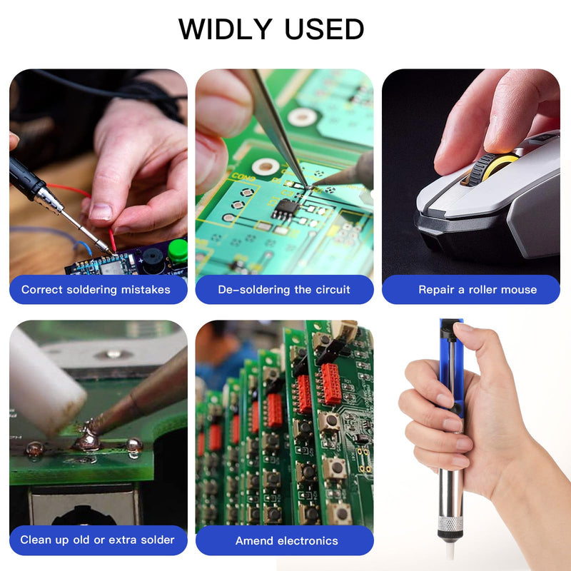 Molain 2pcs soldering pump, desoldering pump set, professional desoldering suction pump for suction of liquid solder, essential accessory for professional welders, desoldering valve pump, solder remover (gold + blue)