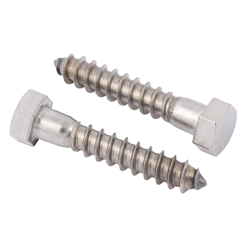 3/8 x 2-1/2 Stainless Lag Bolt (25-Pack) 18-8 Stainless Steel, Heavy Duty Hex Wood Lag Screw, ASME B18.2.1 Commercial/Industrial Grade by Makers Bolt 3/8 x 2-1/2 (25 pack)