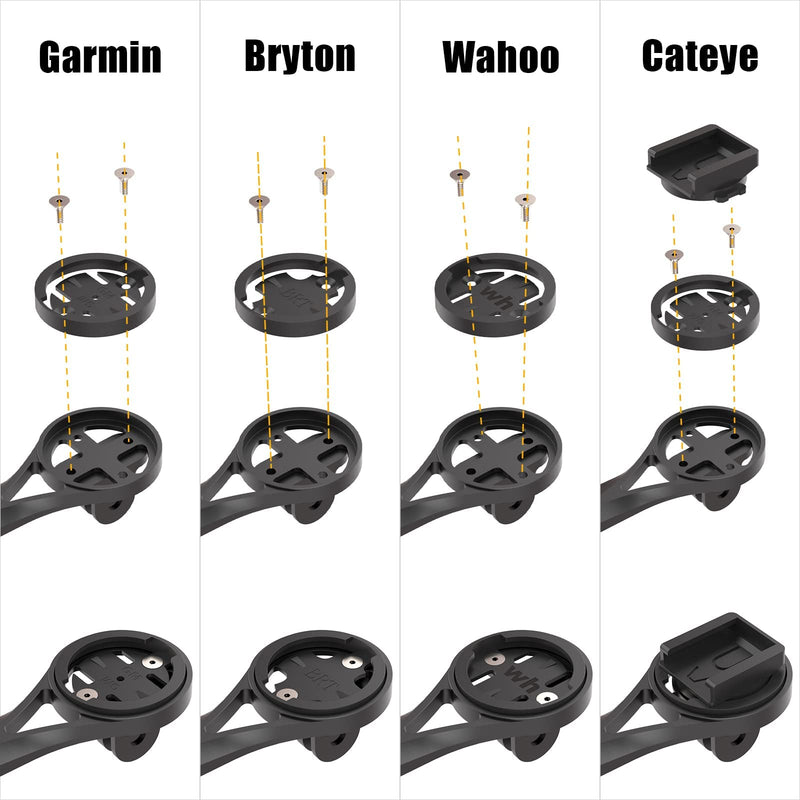 Bike Computer Mount - Out Front Cycling Computer Mount for Road Bikes Integrated Handlebar, Garmin Bike Mount Compatible with GPS Bike Computer,Wahoo,Bryton,Cateye,GoPro Full Range and Flashlight A Black