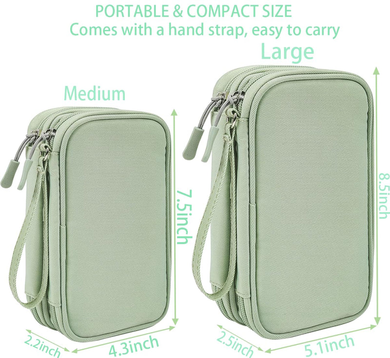 Cord Organizer Travrel Bag, Electronic Organizer Travel Case, Water Resistant Cable Organizer Pouch for Cable, Cord, USB, Charger, Phone, Power Bank, Earphone (Mint Green, Medium) Mint Green