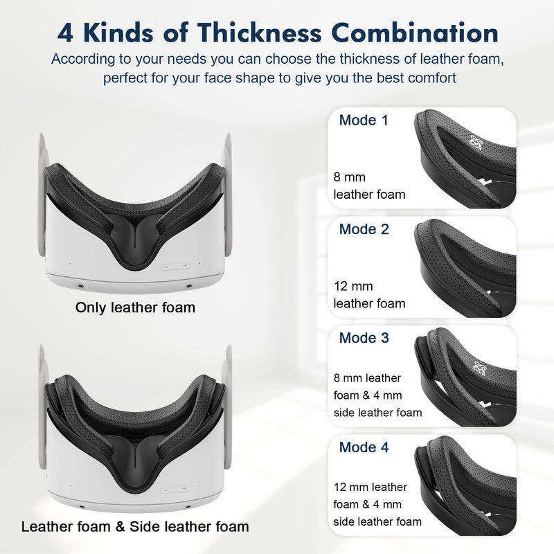 M AMVR Face Pad Compatible with Quest 2 Accessories, Face Pad Foam Replacement, with Fitness Facial Interface, Breathable PU Face Cushion and Lens Protector, Air-Circulation Design (Not for Quest 3) Black