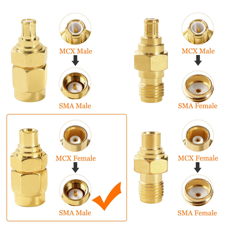 2 pieces SMA male to MCX female antenna plug, SMA to MCX adapter, for antenna 4G LTE WiFi wireless router GPS system
