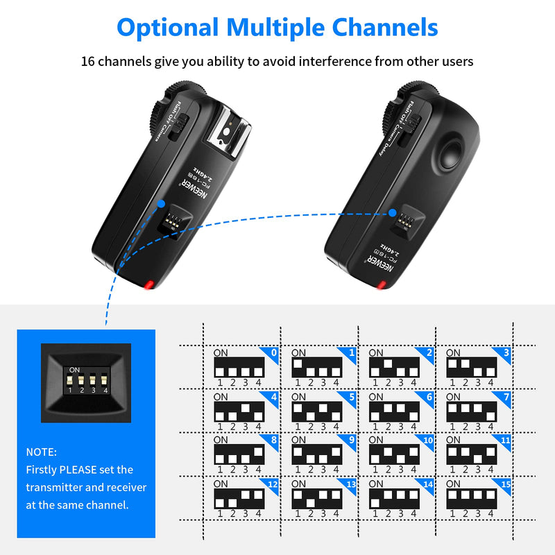 Neewer FC-16 Multi-Channel 2.4GHz 3-IN-1 Wireless Flash/Studio Flash Trigger with Remote Shutter for Nikon D7100 D7000 D5100 D5000 D3200 D3100 D600 D90 D800E D800 D700 D300S D300 D200 D4 D3S D3X D2Xs