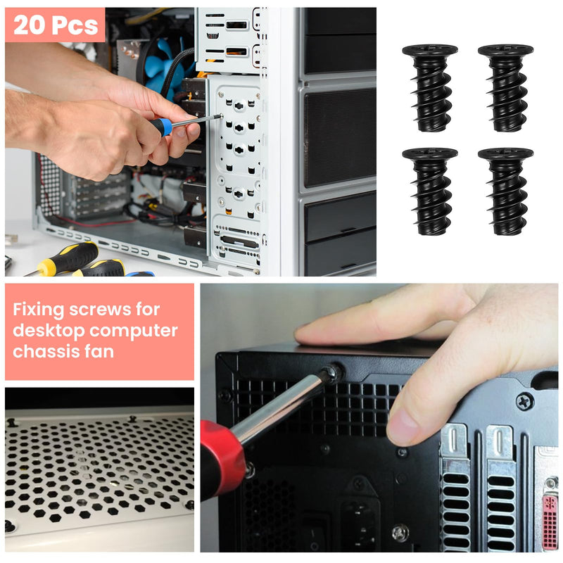 PC Fan Screws Computer Cooling Fan Mount Screws, Cross Recessed Head Self Tapping Stainless Steel Screw Case Long Short Screw Kit (#6-32x30mm 20 Pcs / M5x10mm 20 Pcs)