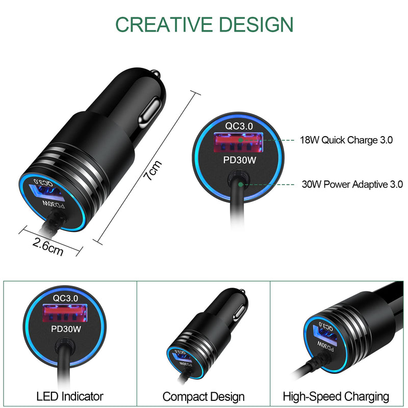 Samsung Car Charger 48W Super Fast USB C Android Car Phone Charger Adapter Cigarette Lighter Charger with Type C Cable Fast Charging for Samsung Galaxy S24 Ultra S23 FE S22 S21 A55 A15 5G A14 A54 A53