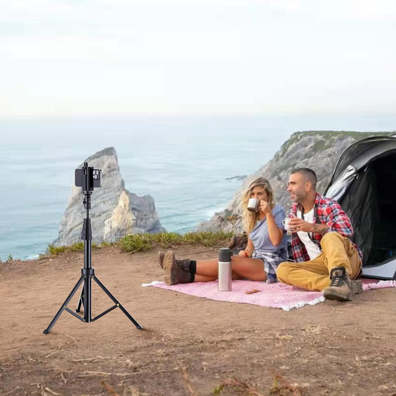 Fugetek Professional Cell Phone Tripod, Portable All in One, Bluetooth Remote, Phone Holder, Compatible with iPhone & Android Devices, Non Skid Feet, Black