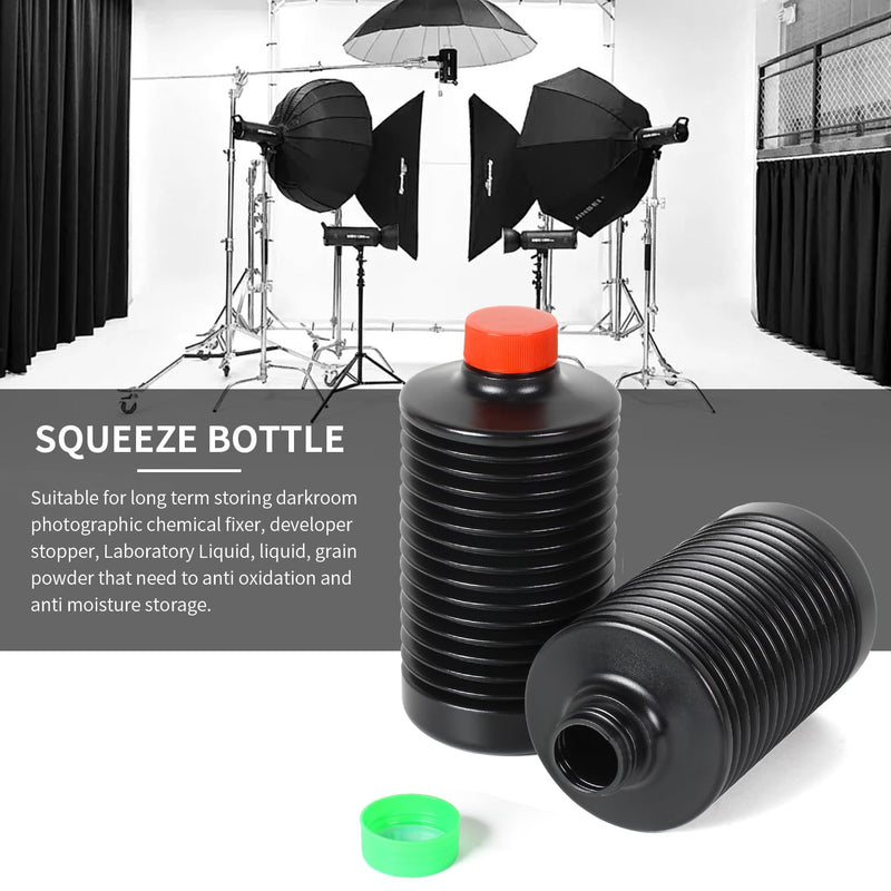 eTone 3X 1000ml Collapsible Darkroom Chemical Storage Bottles Foldable Liquid Container Film Photo Developing Processing Equipment Anti Oxidation Storage Laboratory Accessories