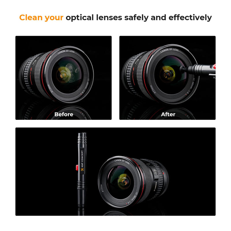 K&F Concept Professional Lens Cleaning Pen*3 with Soft Brush, Carbon Head Lens Cleaning Pen for Canon, Nikon, Pentax, Sony Digital Camera Cleaning,AR VR Glasses Cleaning