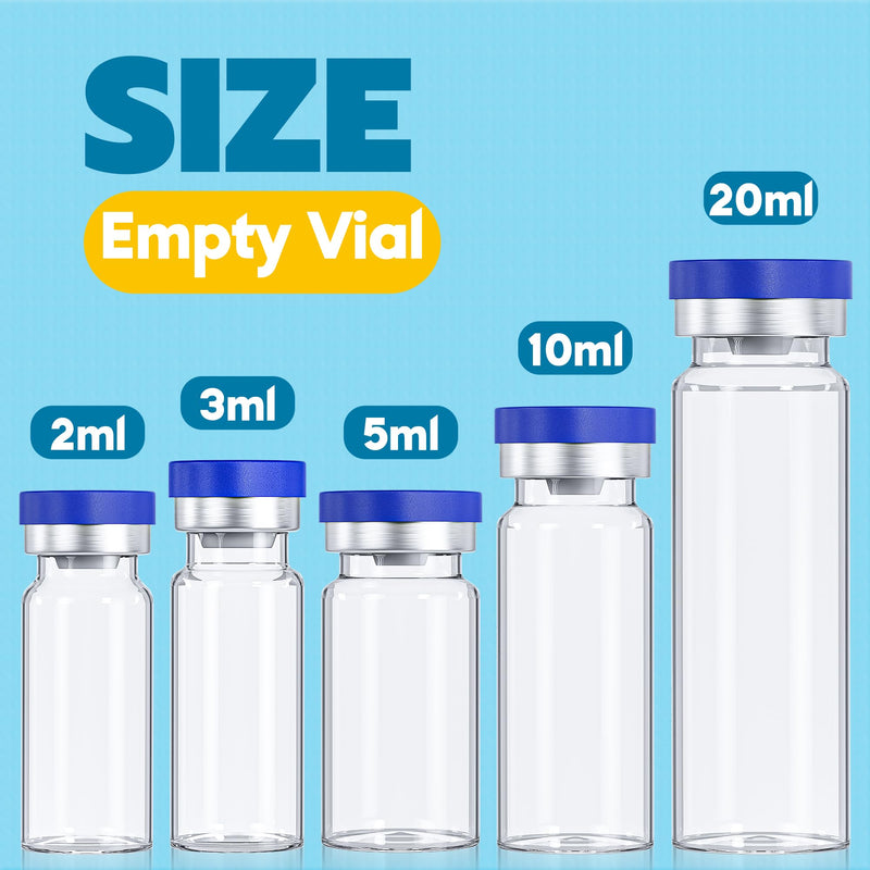 10mL Vials for Injections with Self-Healing Injection Port and Sealed Cap | Sterile Glass Small Vials and Flip Off Aluminum Cap, Liquid Sample Bottles (Empty Vial, No Liquid), 50 Pcs 10ml