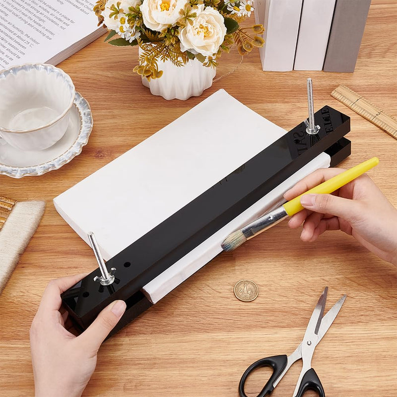 BENECREAT Acrylic Book Binding Press Machine Findings, 15x1.5Inch Black Flat Paper Press Machine Acrylic Form Factor Padding Press for Home, School, Office DIY Bookbinding