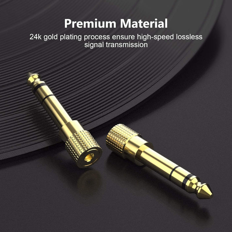 6.35mm (1/4 inch) Male to 3.5mm (1/8 inch) Female Stereo Audio Adapter Converter for Guitar Headphones Amp, Gold Plated 4 Pack 4 Pcs