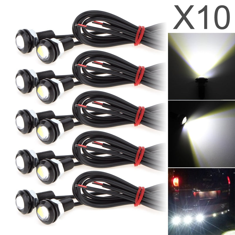 Eagle Eye LED Chip Car Fog White Light DRL Bulb 9W 18MM 5730 Reverse Backup Parking Signal 10pcs 6000K