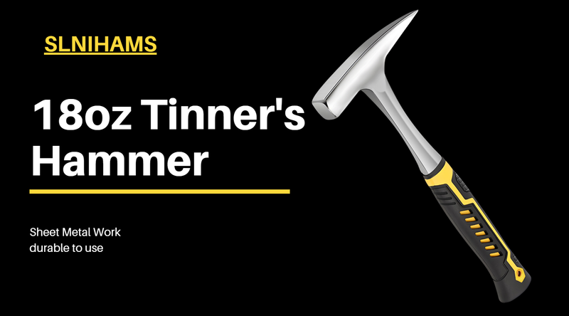 SLNIHAMS Tinner's Hammer, 18oz Sheet Metal Hammer Tools, Hvac Tool Tinners Hammer with Forged Steel Construction and Shock Reduction Grip, Sheet Metal Hammers, Welding and Chipping Hammer