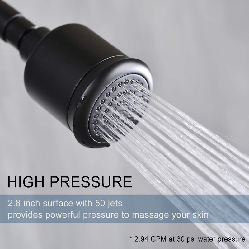 Solid Brass Shower Head - High Pressure Showerhead with Filter and 360 degrees Adjustable Swivel, Replacement for Bathroom Low Flow, Matte Black 2.8 inch Heavy Duty