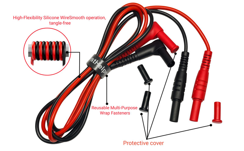TH-F-2-KIT Insulation Piercing Clip Test Probe + Silicone Test Lead Set, Hook Banana Jack Spring Loaded Copper Kit
