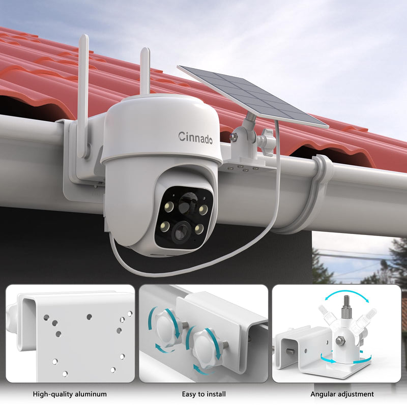 HOLACA Gutter Mount Bracket Kits Compatible with Cinnado B6 2K/3MP Solar Security Cameras Wireless Outdoor and Cinnado Solar Panel