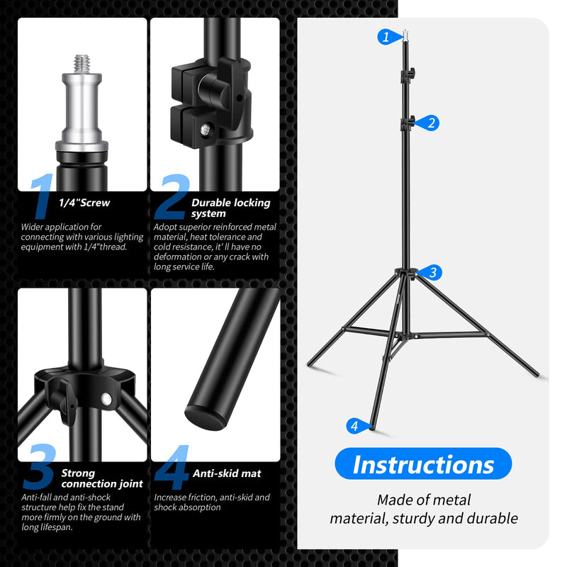 Neewer 75"/6 Feet/190CM Photography Light Stands for Relfectors, Softboxes, Lights, Umbrellas, Backgrounds Single