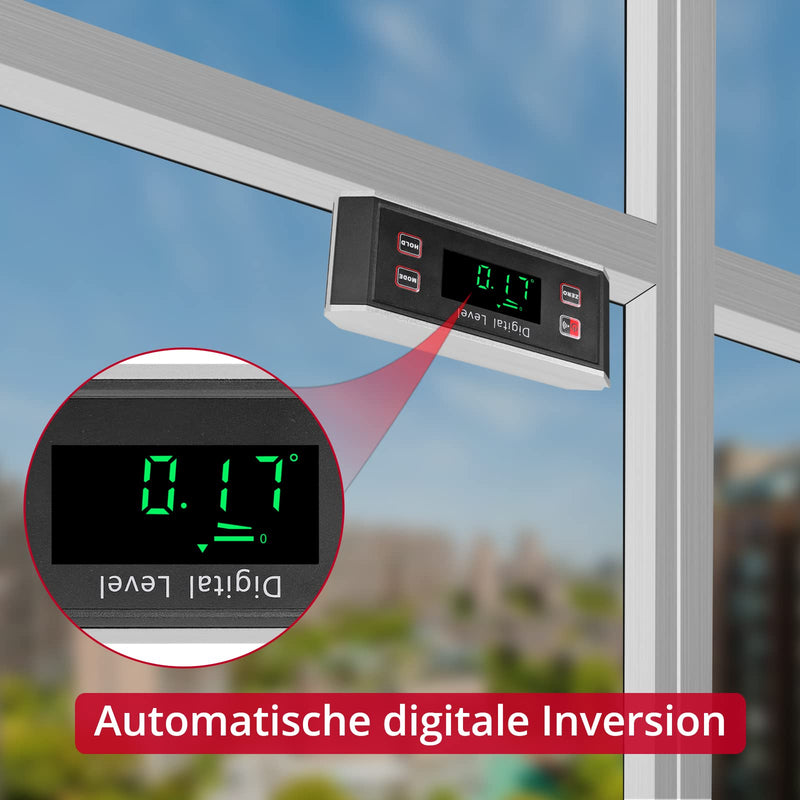 XUNTOP Digital Protractor LED Inclinometer Waterproof IP65 with V-Groove Magnetic Base, Inclinometer for Automotive, Wood and Machinery Industry (Battery Included)