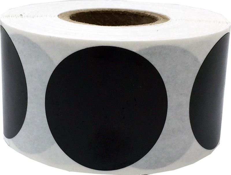 Black Color Coding Labels – 1.25 Inch Round Circle Dots, 500 Total Adhesive Stickers on a Roll for Inventory, Organization, Warehouse, and Retail – Made in the USA Black