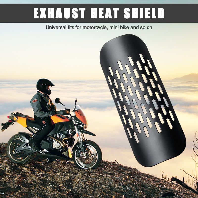 Motorcycle Exhaust Heat Shield: Universal Metal Steel Exhaust Muffler Pipe Heat Insulation Cover for Mini Bike, Grid Design with Ventilation hole