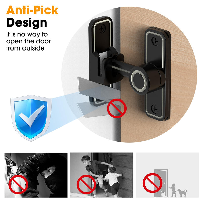 Sliding Barn Door Lock Hardware, 90 Degree Locks for Barn Doors, Flip Gate Latches for Garden, Bathroom, Outdoor, Garage, Window(2 Pack-Luminous Black) 2 Pack-Luminous Black