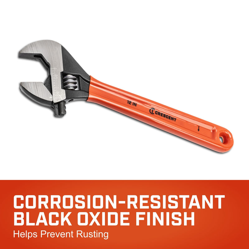 Crescent 12" Adjustable Black Oxide Cushion Grip Wrench - Carded - AT212CVS 12 Inch