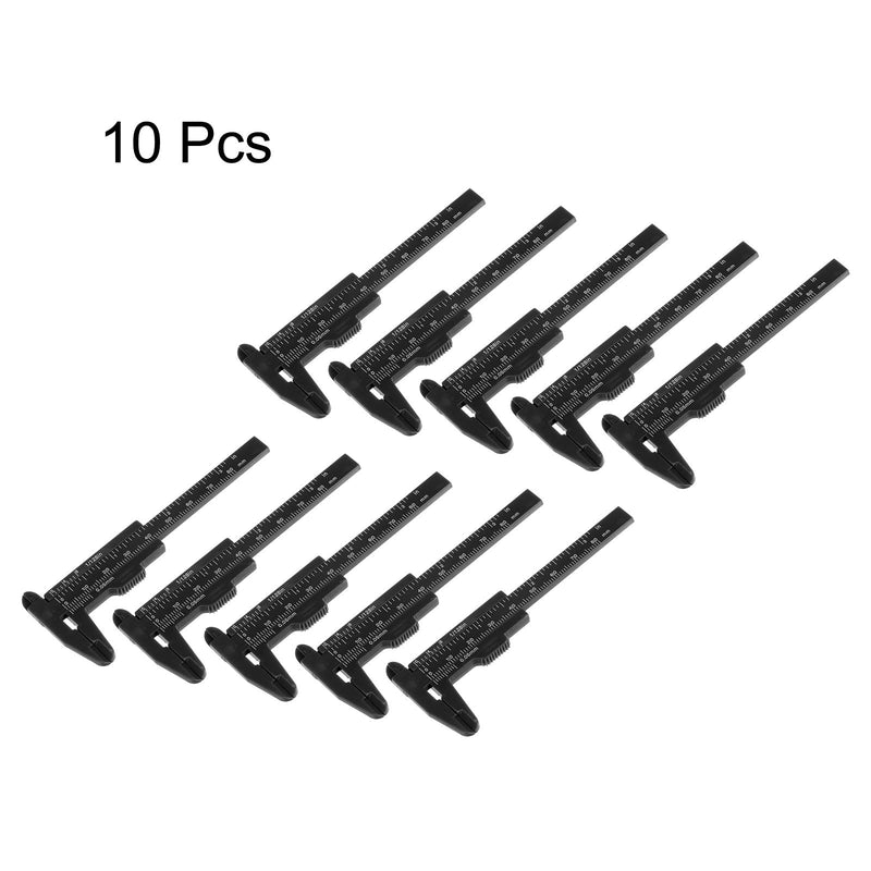 QUARKZMAN Vernier Caliper 80 mm / 3in/3 Inch Plastic Metric / Inch Black Pack of 10 | Mini Plastic Vernier Caliper Calliper Portable Ruler Measuring Tool