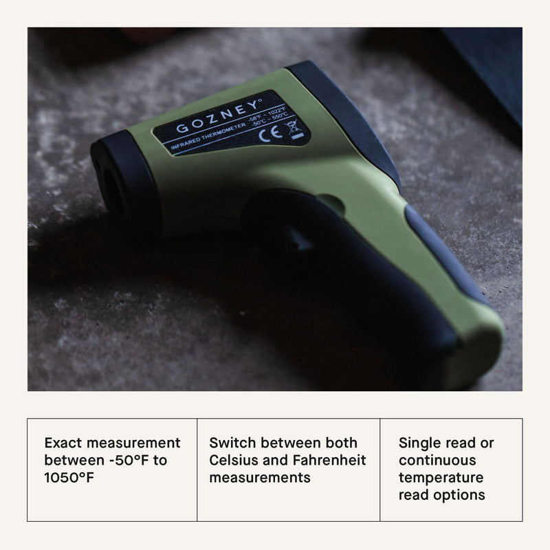 Gozney Infrared Thermometer - Built-in Laser Thermometer with LED Screen - 9V Battery Included - Celsius and Fahrenheit - Pizza Oven Accessories