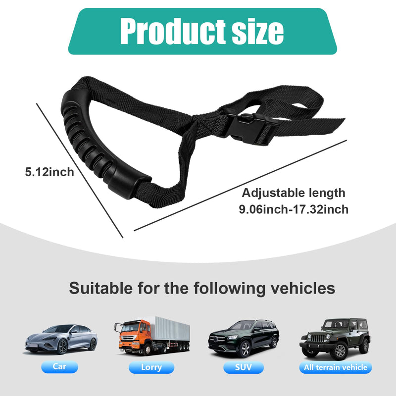 Car Adjustable Grab Handle, Portable Auto Door Safety Supporting Grab Band for Elderly Disabled with Nylon Grip, Vehicle Mobility Assist Device for Car Truck Lorry (Black) 1 PC Black