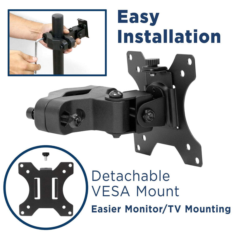 Mount-It! Universal VESA Pole Mount | Full Motion TV Pole Bracket | VESA 75 100 | Fits TVs or Monitors Up to 32 Inches 17" - 32"
