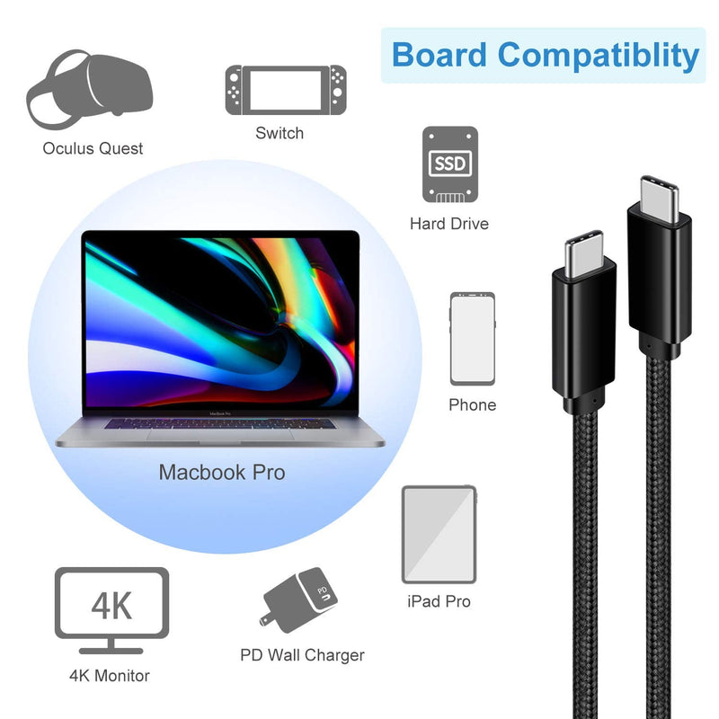 USB C to USB C Cable 1.5ft, Short 100W USBC 3.1 Gen2 Power Delivery Compatible with SSD Hard Drive MacBook iPad Pro PD Docking Station 4K Monitor Galaxy iPhone 17 16 15 Pro Max,2Pack(Black)