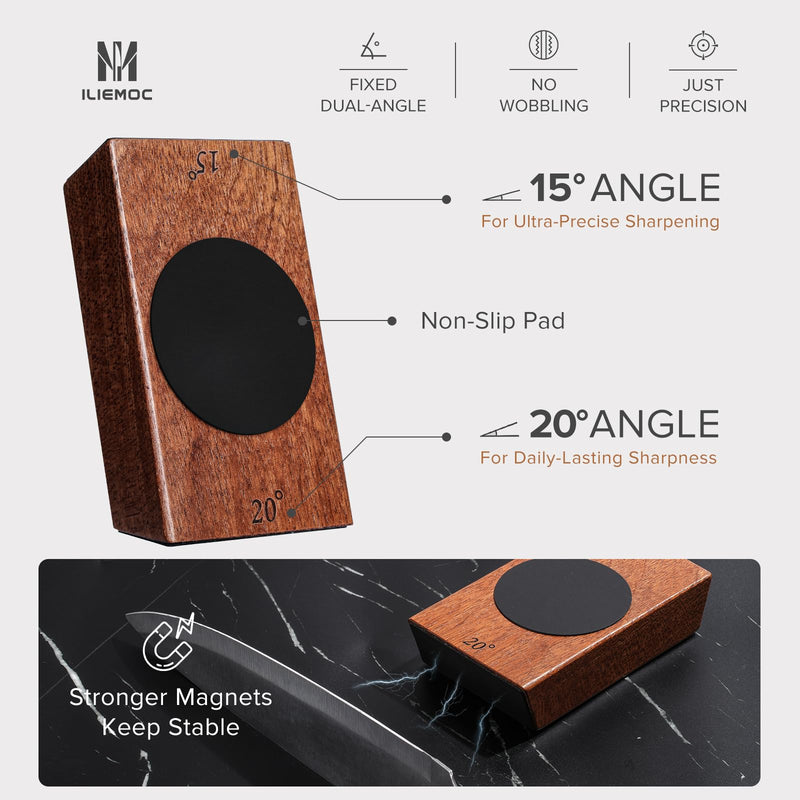 Rolling Knife Sharpener Kit, Kitchen Knife Sharpener with Diamond and Ceramic Grinding Disc, Magnetic Roller Knife Sharpening Kit with 15° & 20° Angle Stable Base, Afilador De Cuchillos