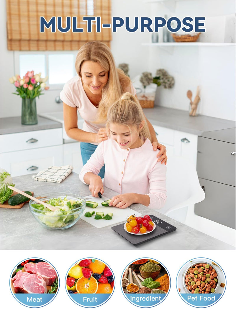 JOYHILL Food Scale, 22lb Digital Kitchen Scale Food Ounces and Grams for Weight Loss, Baking and Cooking, Premium Stainless Steel with LED Display, Batteries Included, Black