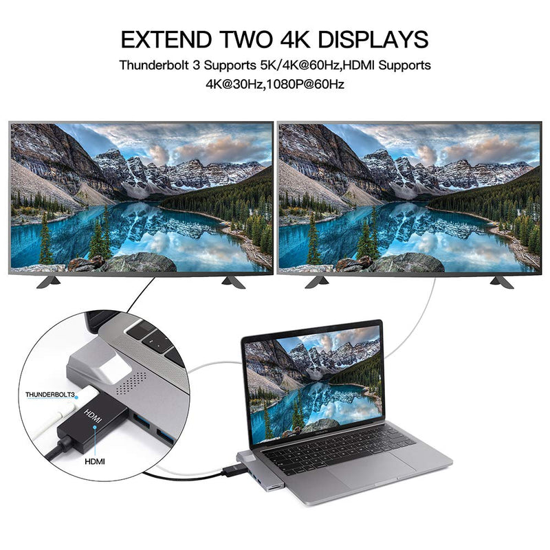 USB C Hub for MacBook, 8-in-1 Docking Station Adapter with 4K HDMI, Gigabit Ethernet, 3 USB 3.0 Ports, 100W PD, SD/MicroSD Card Reader, Thunderbolt 3, USB-C Ports, Compatibility with MacBook Pro/Air