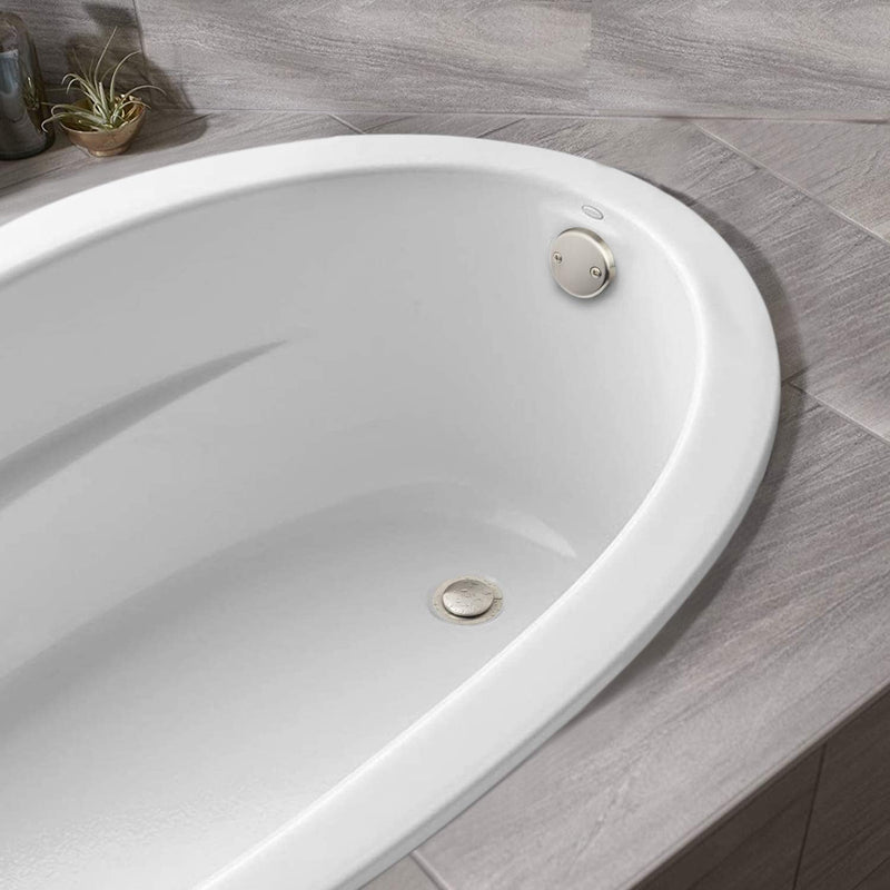 Artiwell Tip-Toe Tub Trim Set with Two-Hole Overflow Faceplate, Replacement Bath Drain Trim Kit with 2-Hole Overflow Faceplate and Universal Fine/Coarse Thread (Brushed Nickel) Brushed Nickel