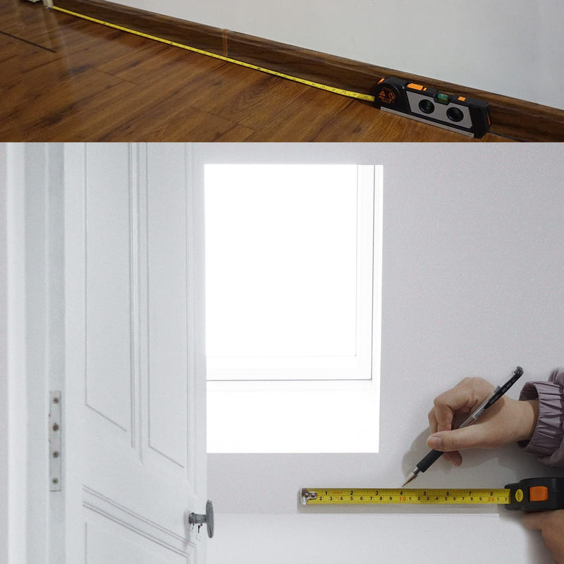 Laser Level Line Tool, 4 in 1 Multipurpose Standard Cross Line Laser Level, 10ft/3M Measure Tape Ruler, 3 Mode Laser Line,3 leveling bubble and Ruler Base for Picture Hanging, Home Renovation