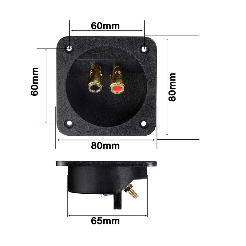 2 Pcs 3.1” Double Binding Round Gold Plate Push Spring Loaded Jacks Speaker Box Terminal Cup