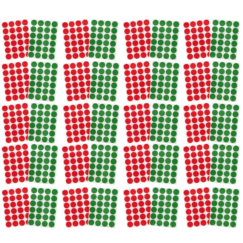 ChromaLabel 3/4 Inch Circle Sticker Labels, Permanent Adhesive Sticky Dots - 1200 Colored Dot Stickers per Variety Pack, Red and Green - Case of 20
