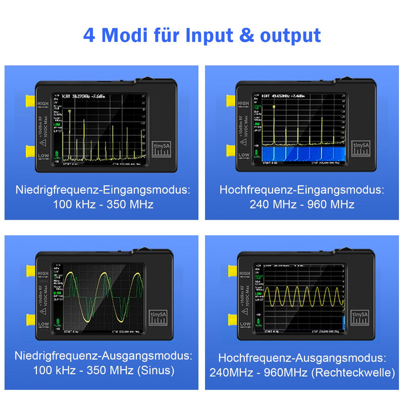 AURSINC TinySA Spektrumanalysator Handheld, V0.3.1 2,8 Zoll Touchscreen, 2-in-1 Signalgenerator 100 kHz-960 MHz MF/HF/VHF UHF-Eingang, ESD-geschützte Funktion
