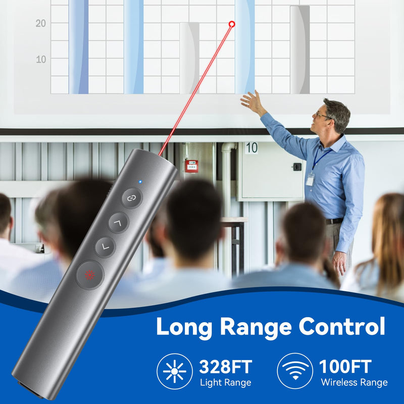 Metal Presentation Clicker with Laser Pointer for Powerpoint Presentations Powerpoint Clicker Remote Wireless Presenter Presentation Clicker Power Point Clicker (Red Light-Model A) Red Light-Model A