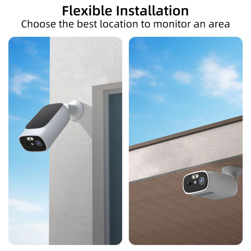 2K Solar Camera Outdoor Wireless, 5/2.4Ghz WiFi Cameras for Home Security, AI Motion Detection, Color Night Vision, Two-Way Audio, Waterproof, Work with Alexa/Google Home, No Monthly Fee(2 Camera) 2-Cam (built-in solar panel