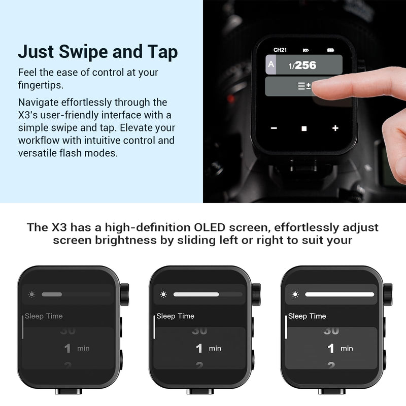 Godox X3-S Touchscreen TTL Wireless Flash Trigger for Sony Camera, 1/8000s HSS TTL TCM Function, Built-in Battery USB-C Charge Flash Transmitter Compatible with Sony A7IV A7C A7M3 A7R A7RIII